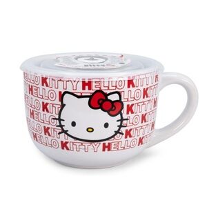 Hello Kitty Red Ceramic Soup Mug With Vented Lid